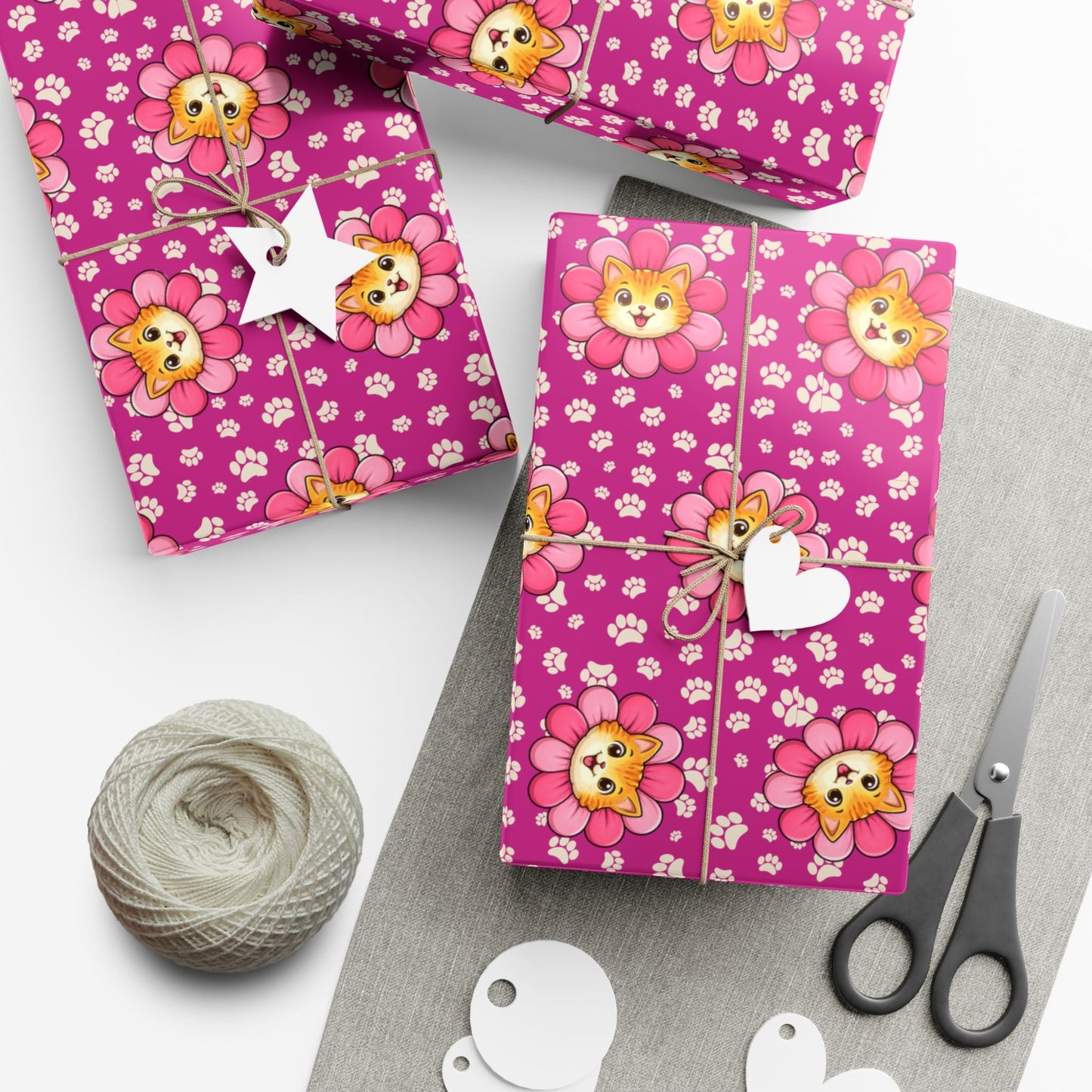 Pink Cat Blossom Gift Wrap | Cute Cat Lover Wrapping Paper