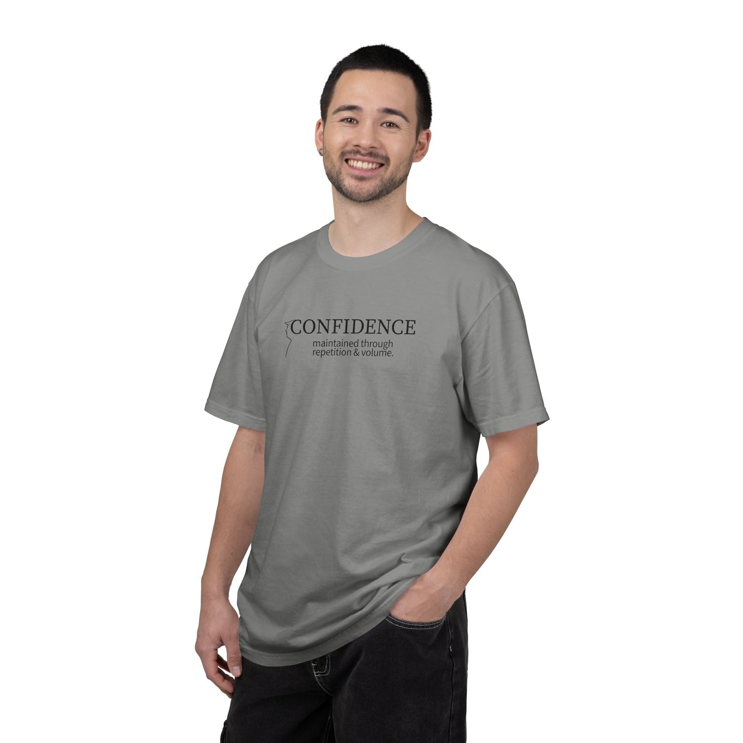 Confidence Maintained T-Shirt – Minimalist Typography Edition