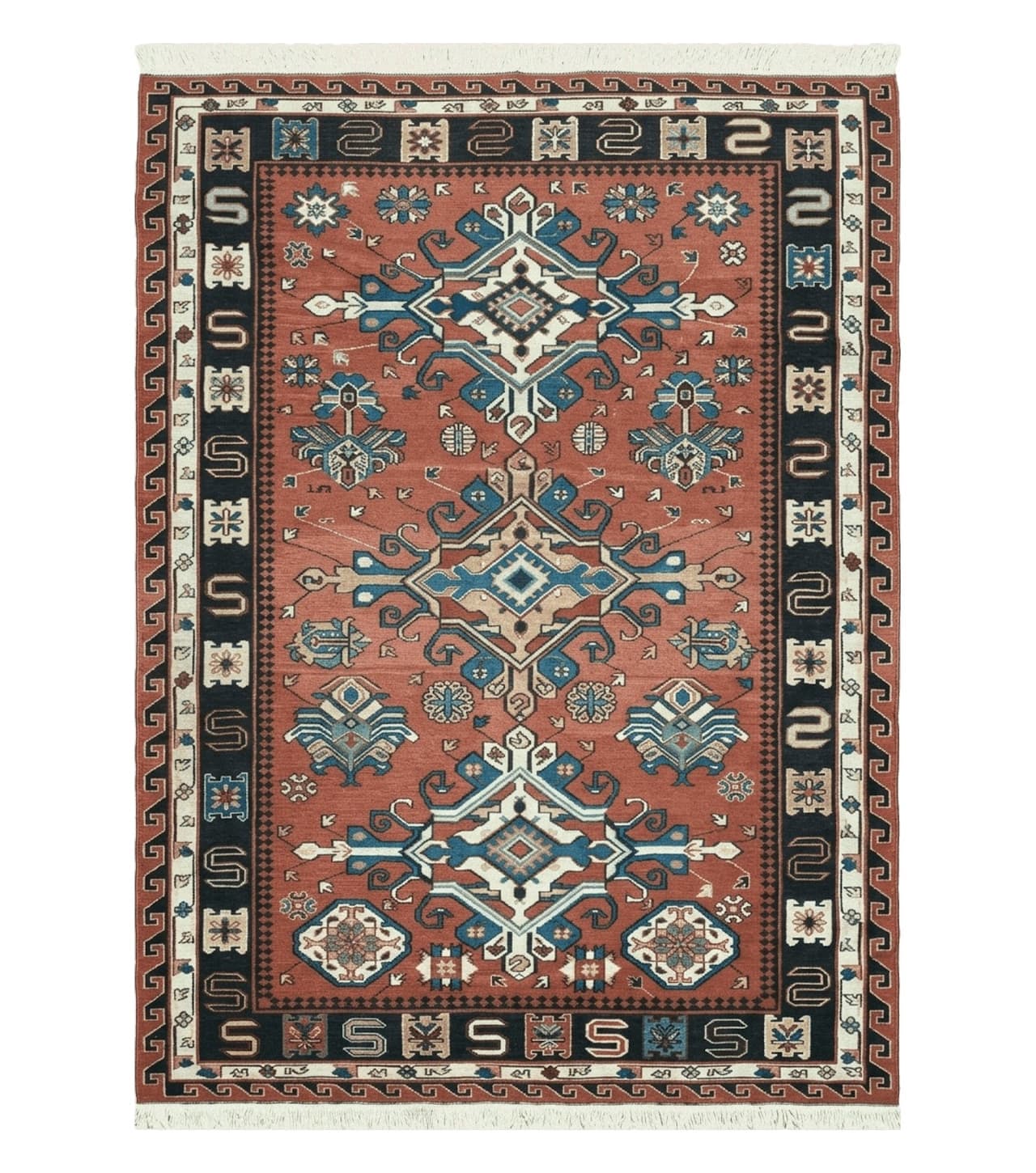 4' X 6' Vintage Russian Kilim Handmade Caucasian Soumak Flat Weave Wool Rug