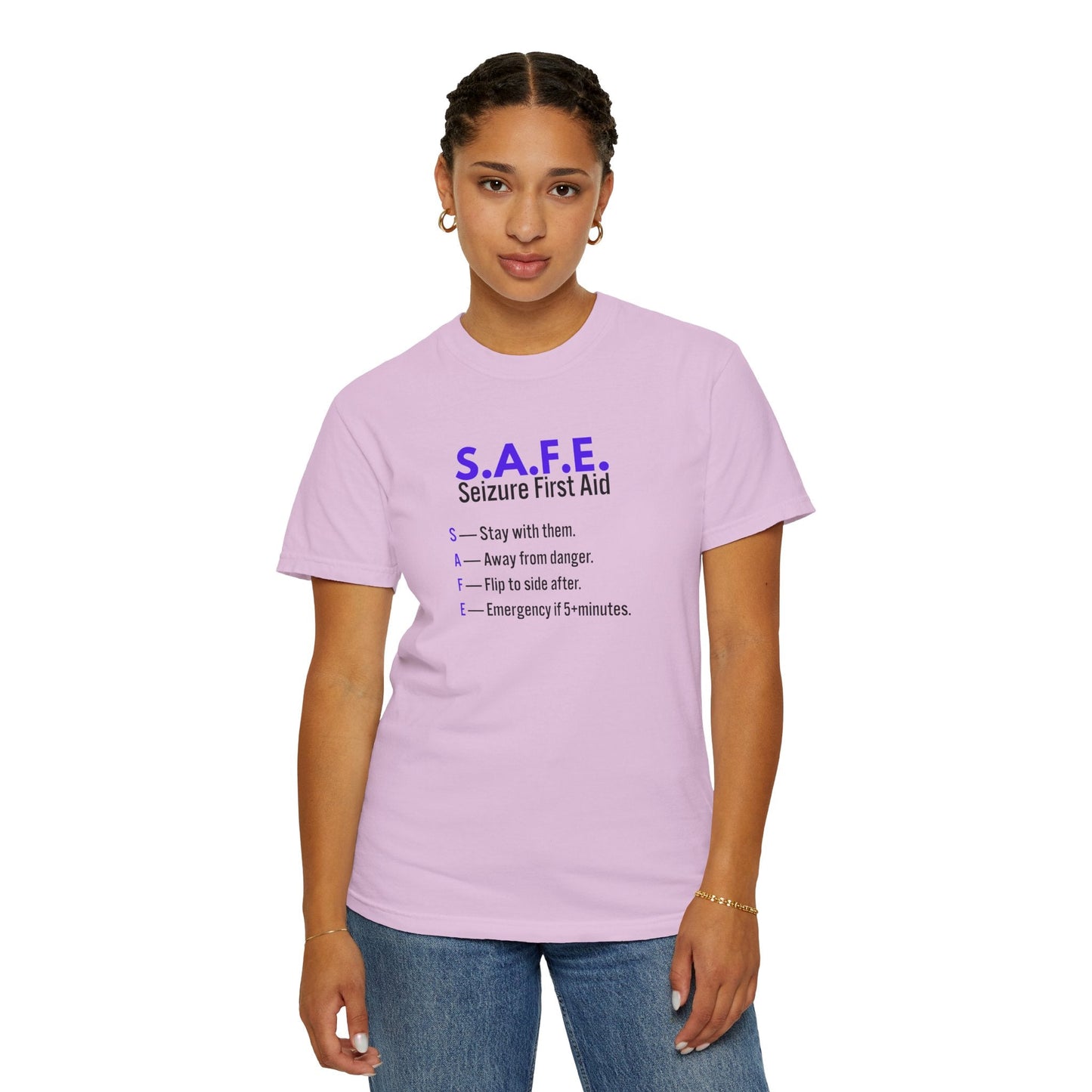 S.A.F.E. Seizure First Aid T-Shirt – Epilepsy Awareness Education Tee