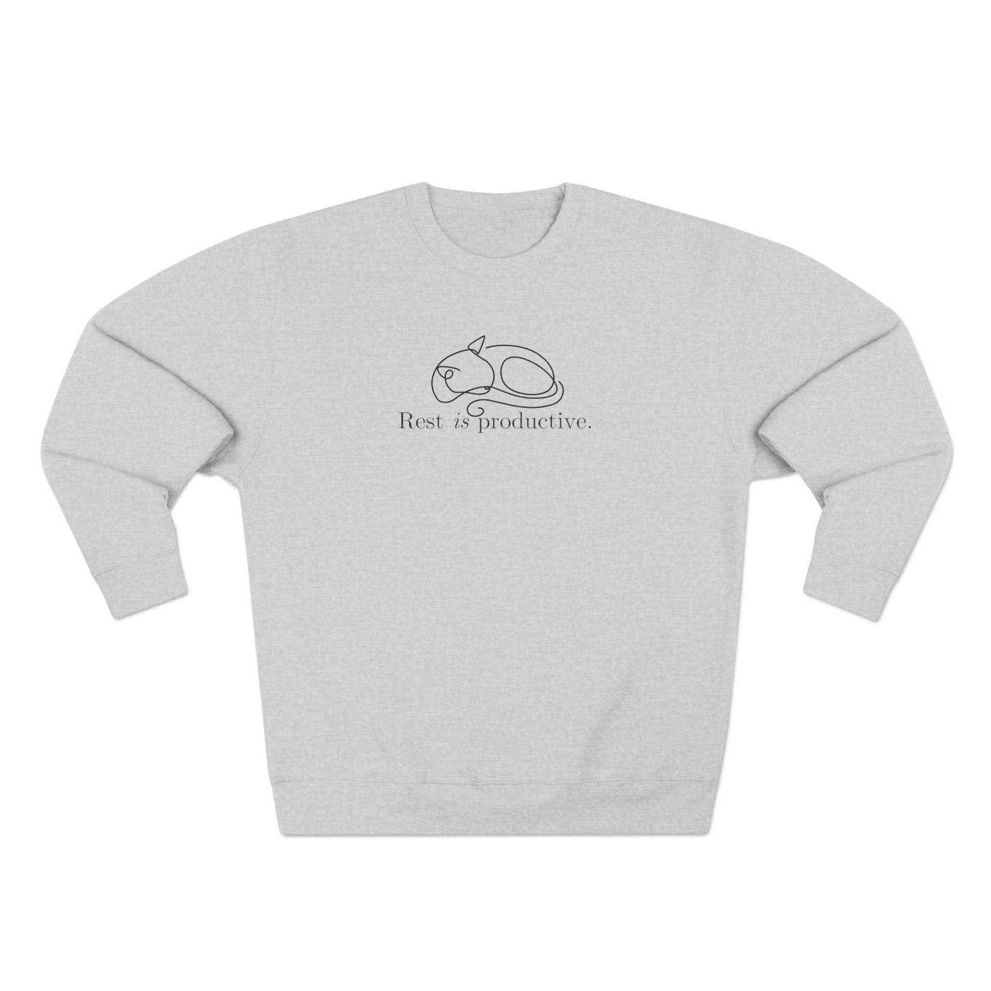 “Rest Is Productive” Minimalist Cat Sweatshirt – Comfort Fleece Pullover
