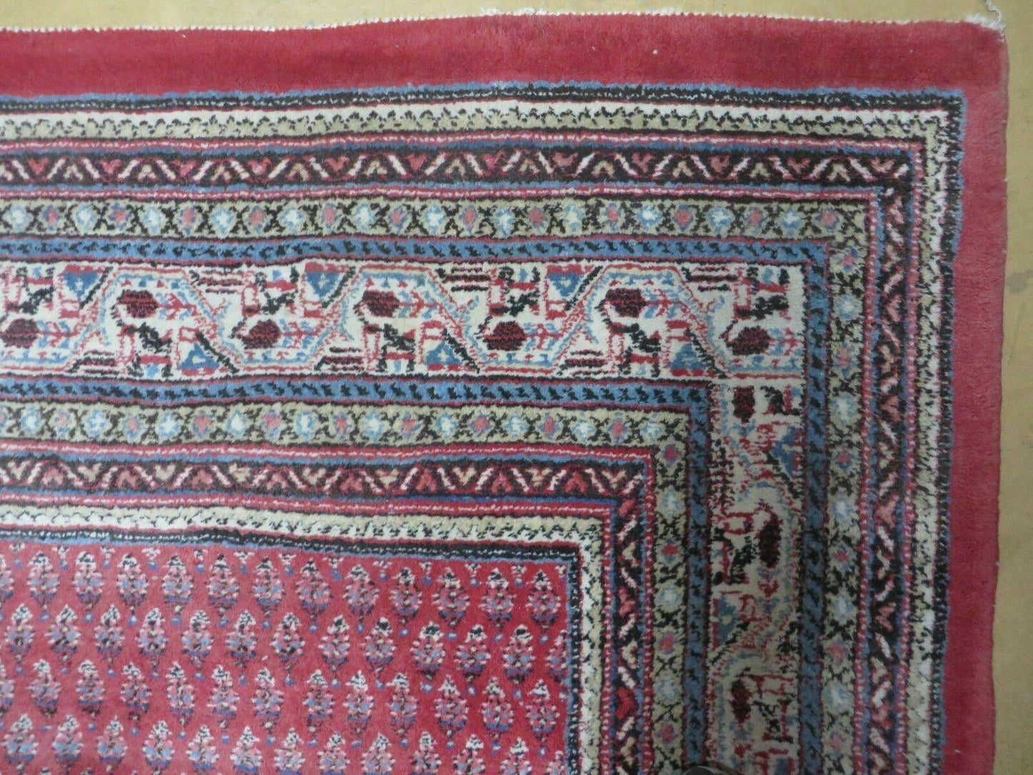 7' X 9' Vintage India Oriental Paisley Handmade Wool Rug Red Vegetable Dyes