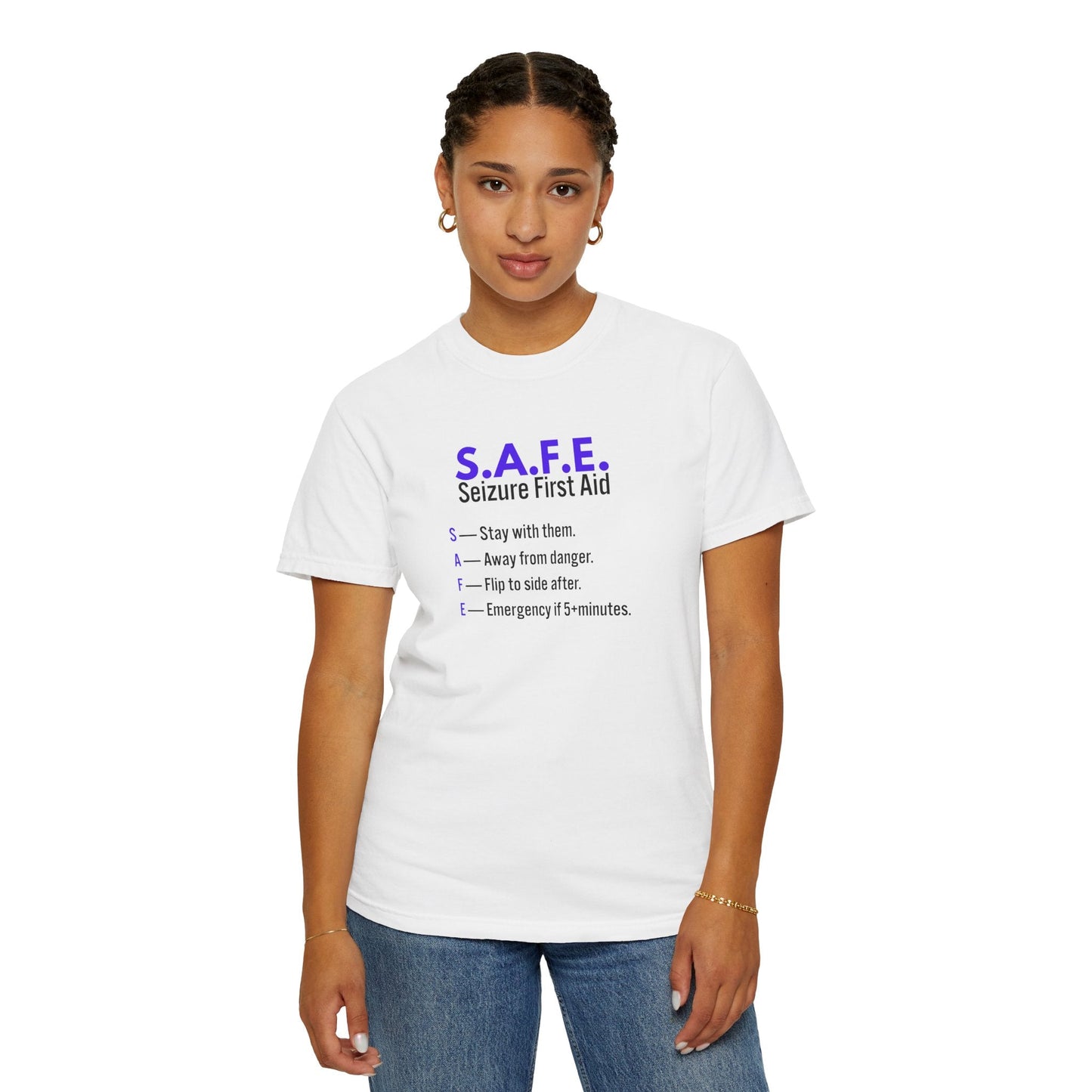 S.A.F.E. Seizure First Aid T-Shirt – Epilepsy Awareness Education Tee