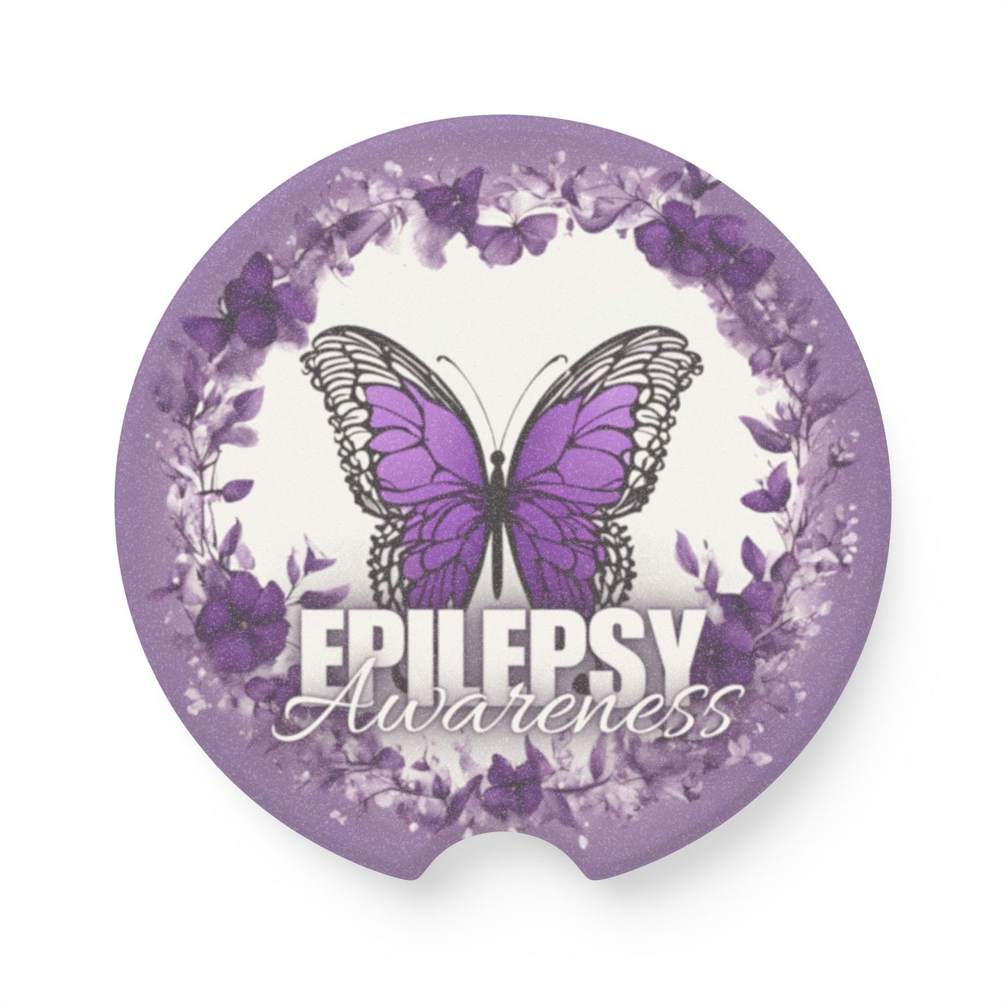 Epilepsy Awareness Butterfly Car Coasters | Purple Ribbon Support Coasters