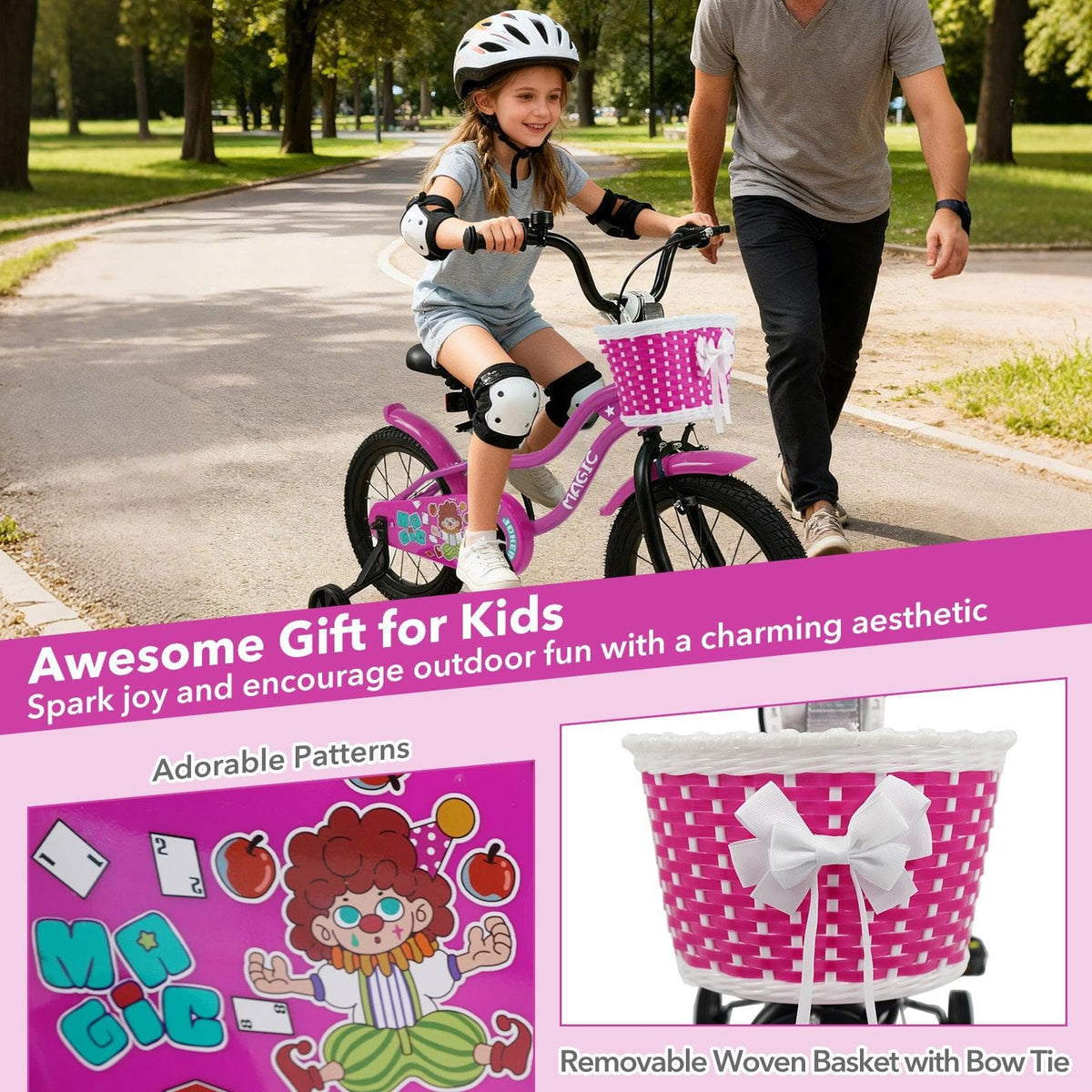 Kids Bike with Training Wheels 12-18 Inch - Magic Rose