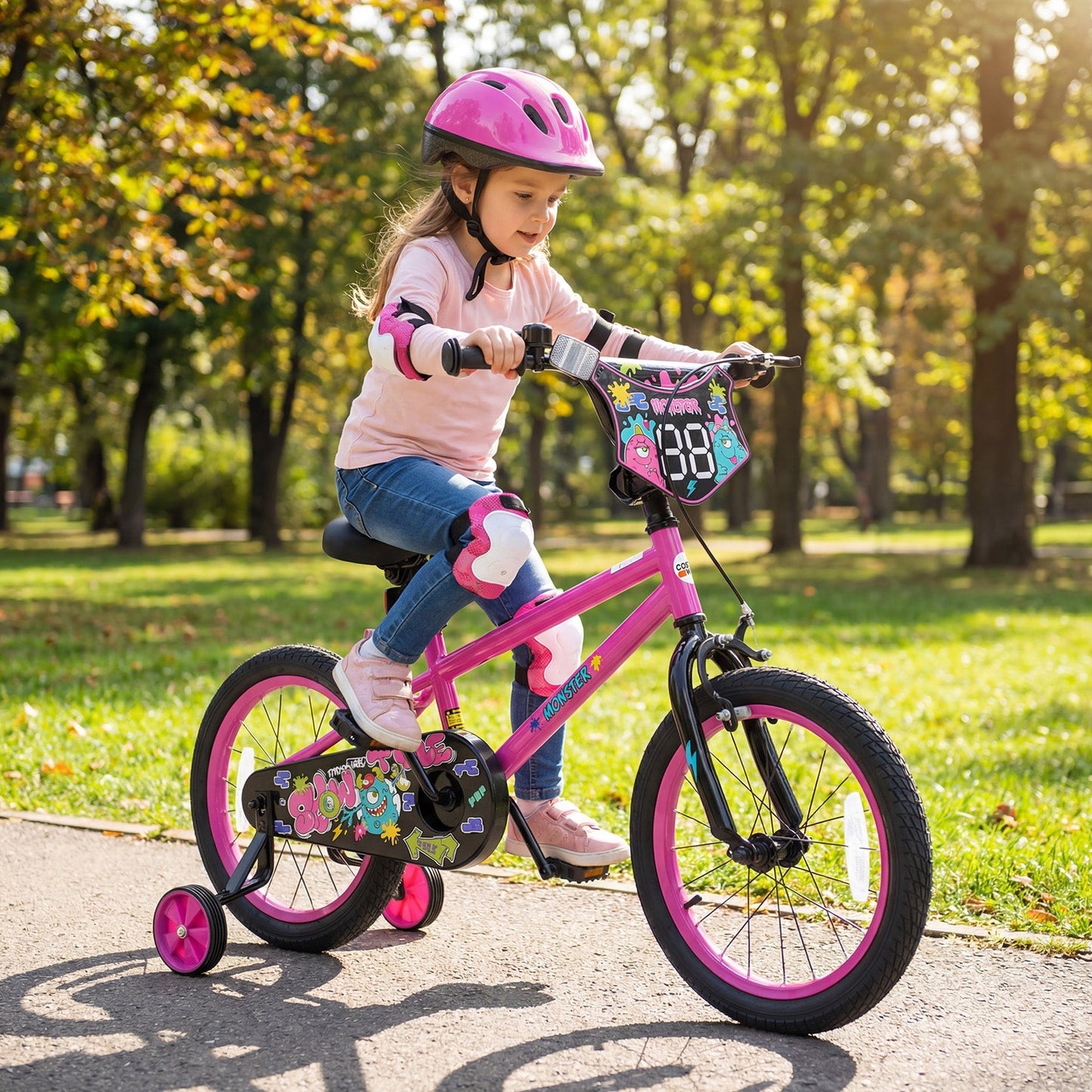 Kids Bike with Training Wheels 12-18 Inch Pink