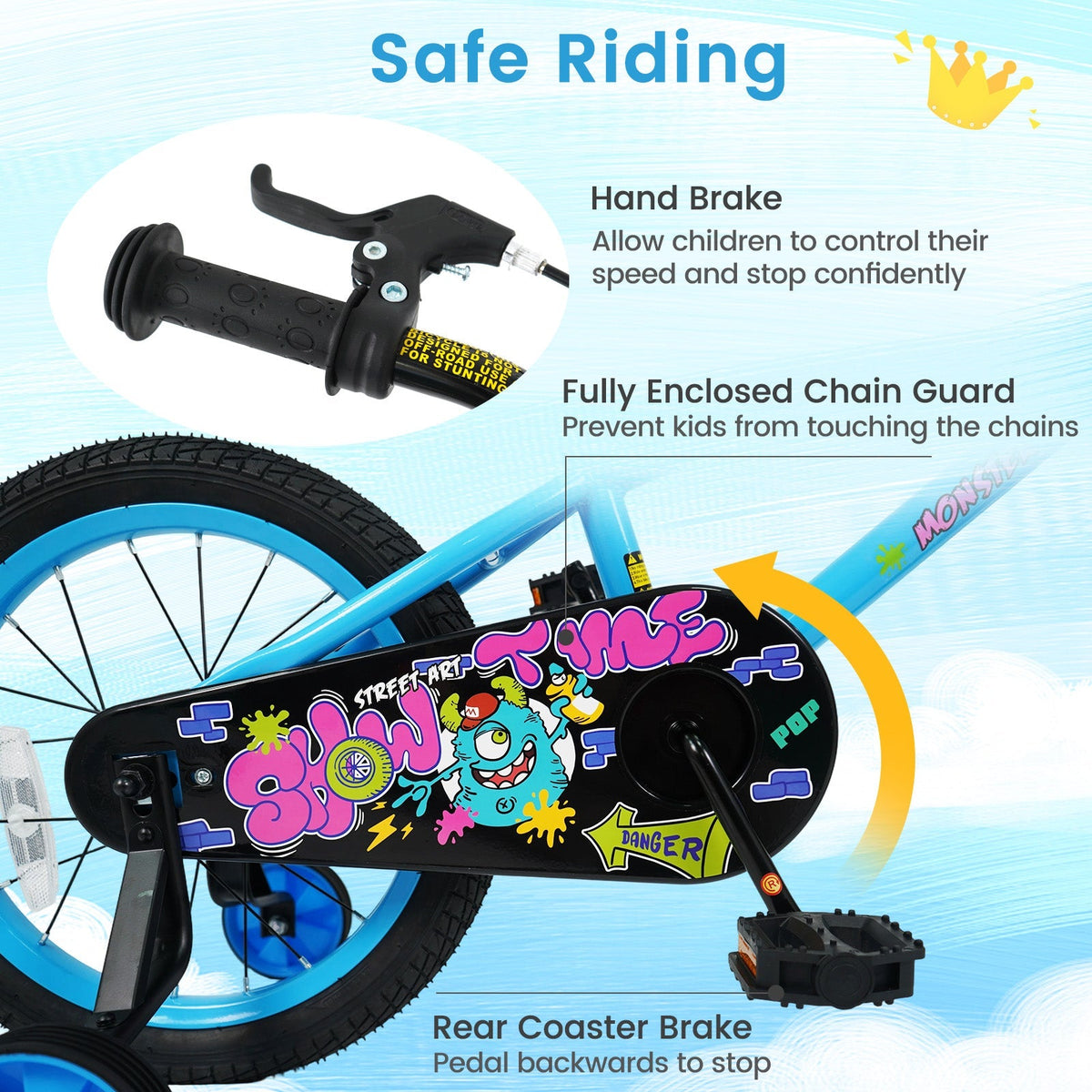 Kids Bike 16 Inch with Training Wheels Ages 4-7