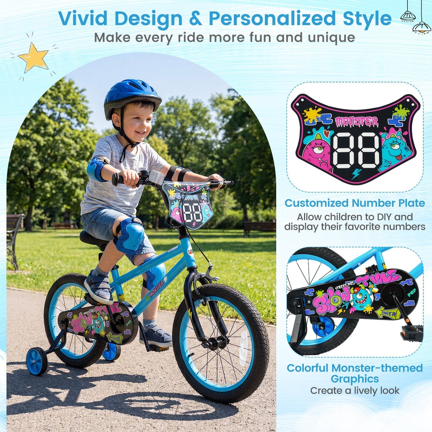 Kids Bike 16 Inch with Training Wheels Ages 4-7