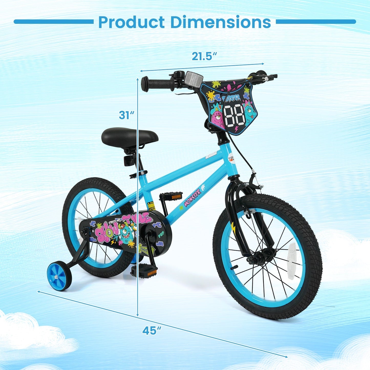Kids Bike 16 Inch with Training Wheels Ages 4-7
