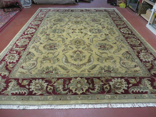 9' X 12' Vintage Handmade India Oriental Jaipur Quality Tea Wash Hand Knotted