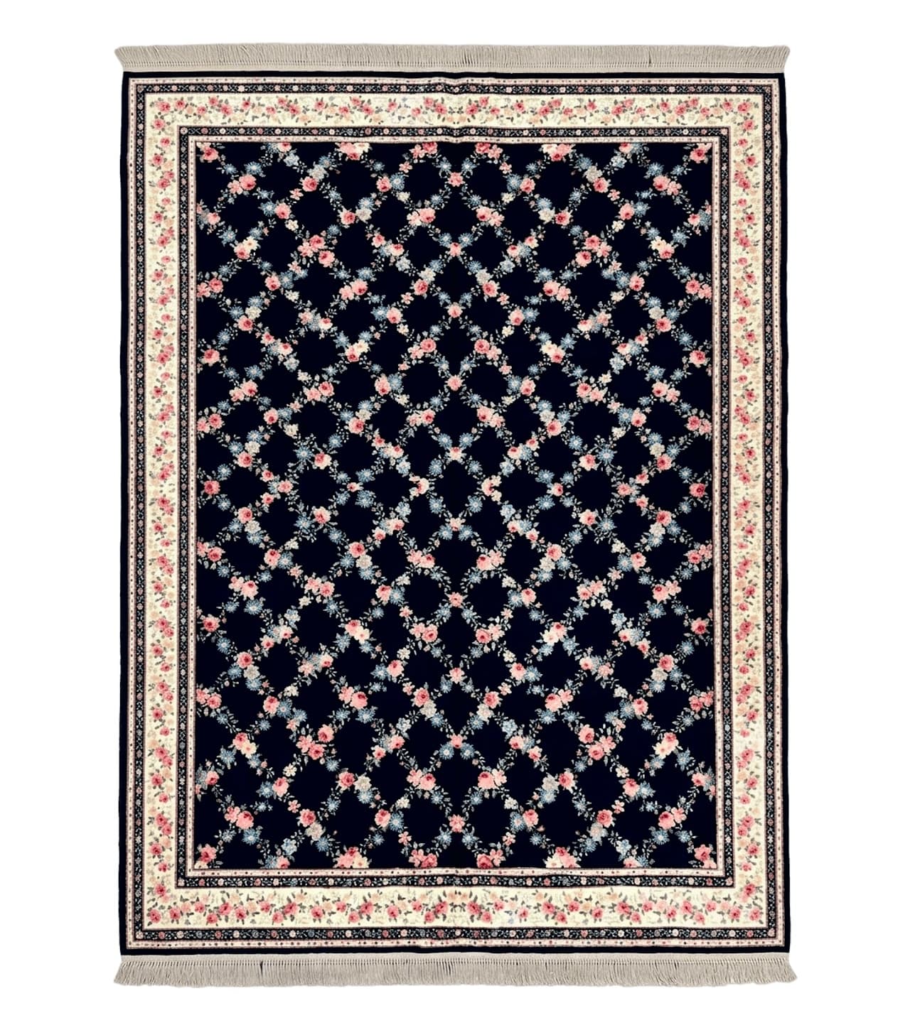 Karastan Rug 8' 8" x 12" Garden of Eden Collection Ebony Trellis #509/1270, Wool Pile Discontinued Vintage Karastan Carpet, Room Sized Rug