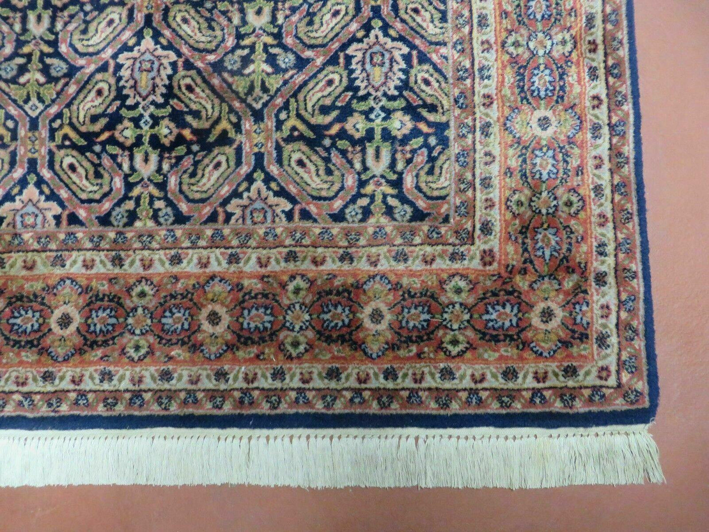4' X 6' Vintage Fine Handmade India Floral Oriental Wool Rug Carpet Blue Red