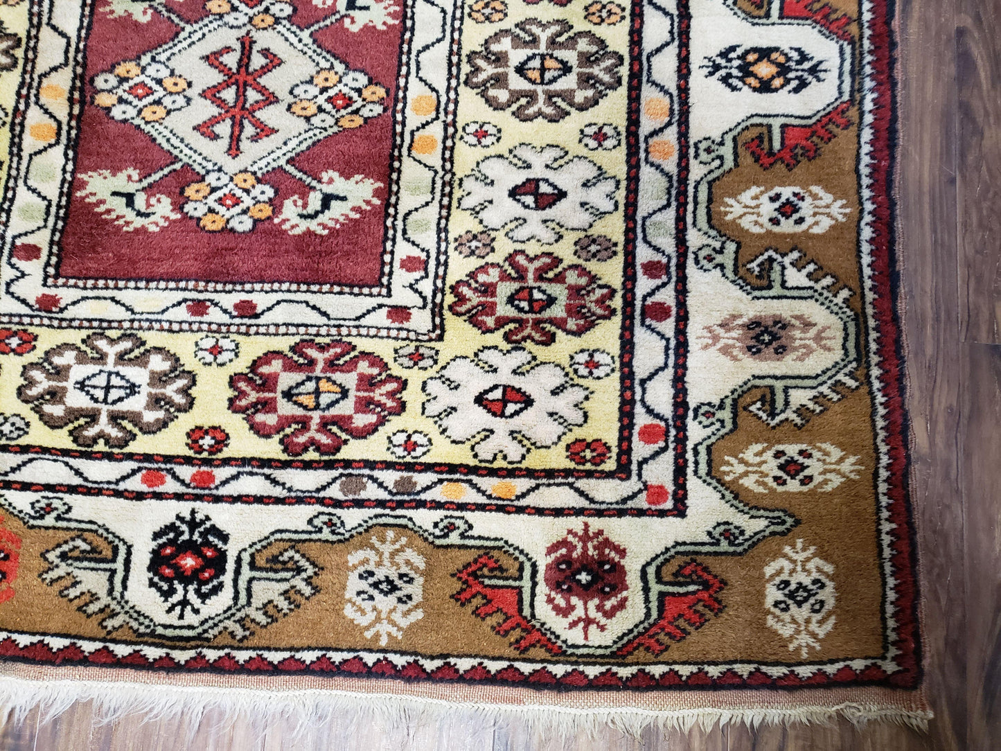 Turkish Caucasian Rug 4x7, Wool Turkish Talish Carpet, Geometric Rug