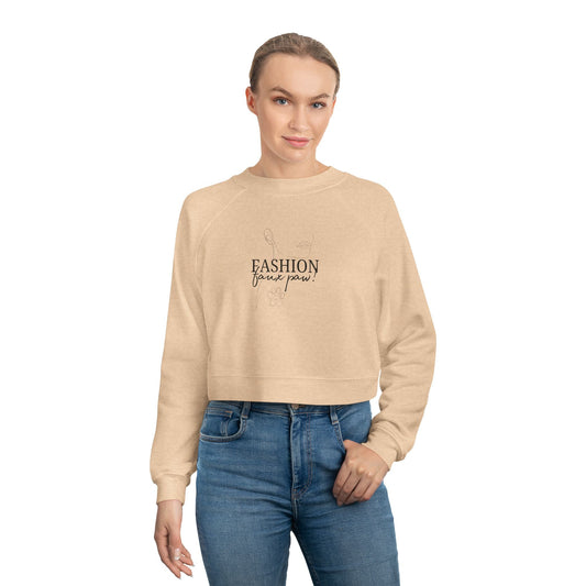 Fashion Faux Paw Women's Cropped Fleece Pullover