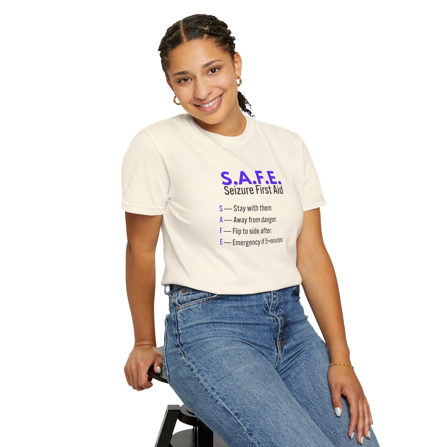 S.A.F.E. Seizure First Aid T-Shirt – Epilepsy Awareness Education Tee