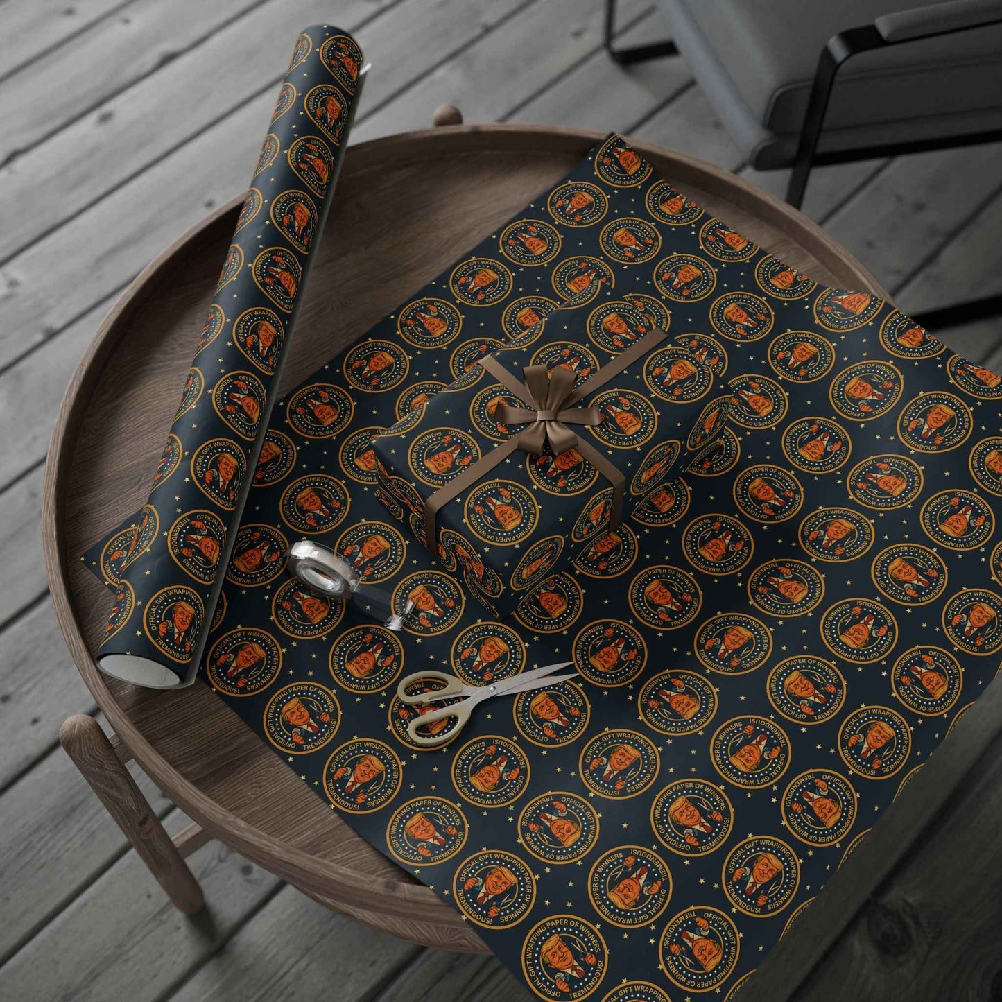 Political Parody “Official Gift Wrapping Paper of Winners” – Tremendous Seal Pattern