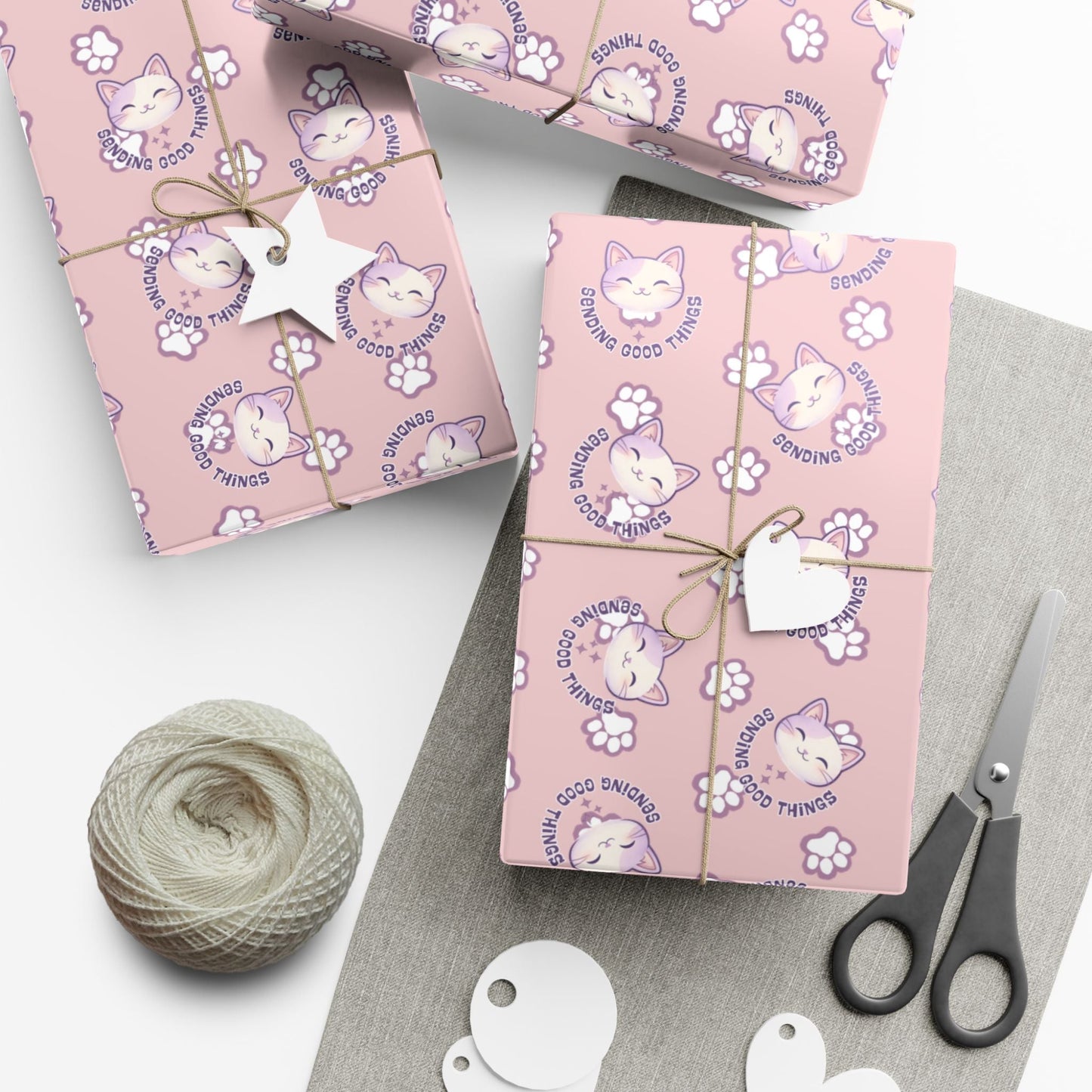 Smiling Cat Pattern Gift Wrap | All-Purpose Wrapping Paper