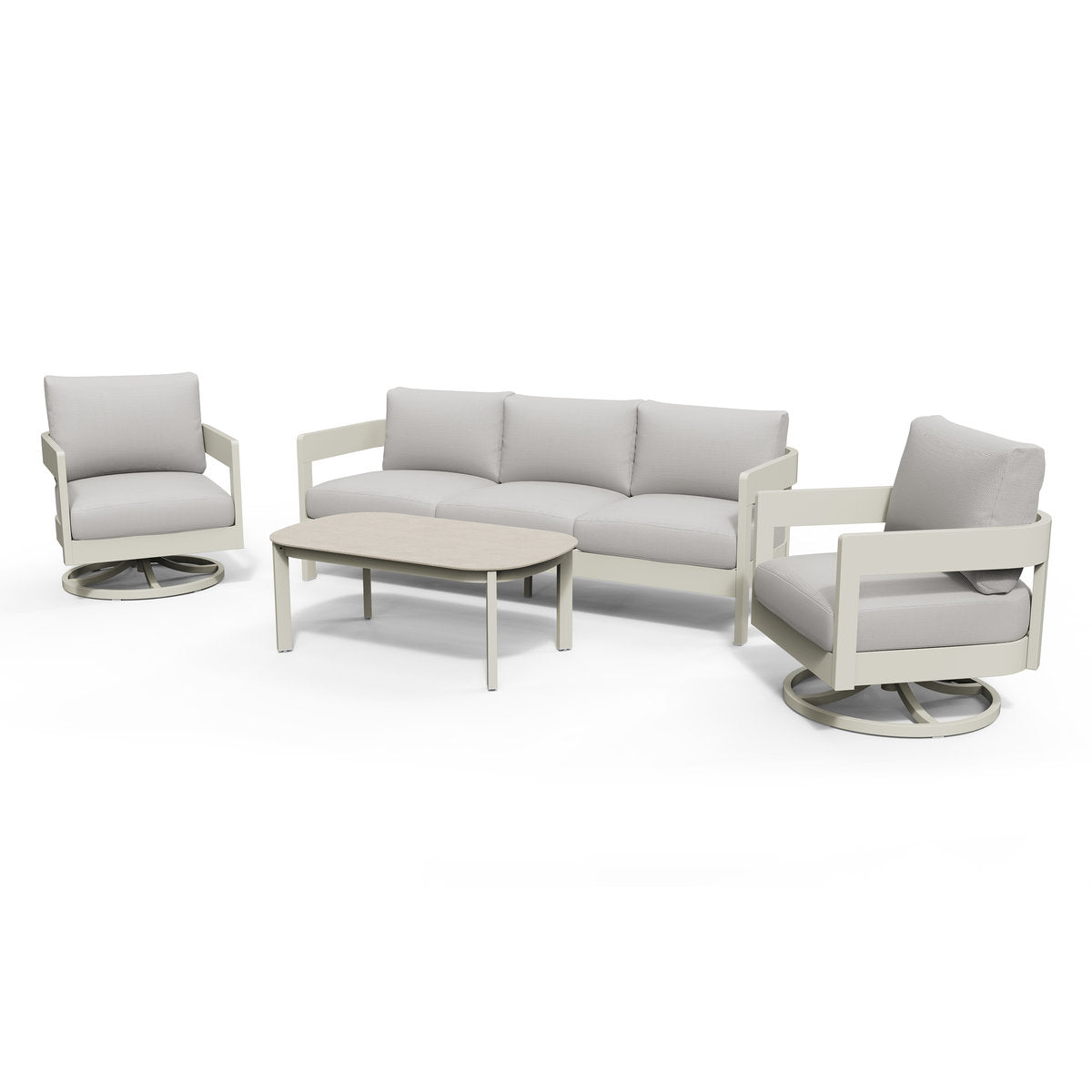 Aconcagua 4-Piece Aluminum Living Room Set With Swivel Chairs