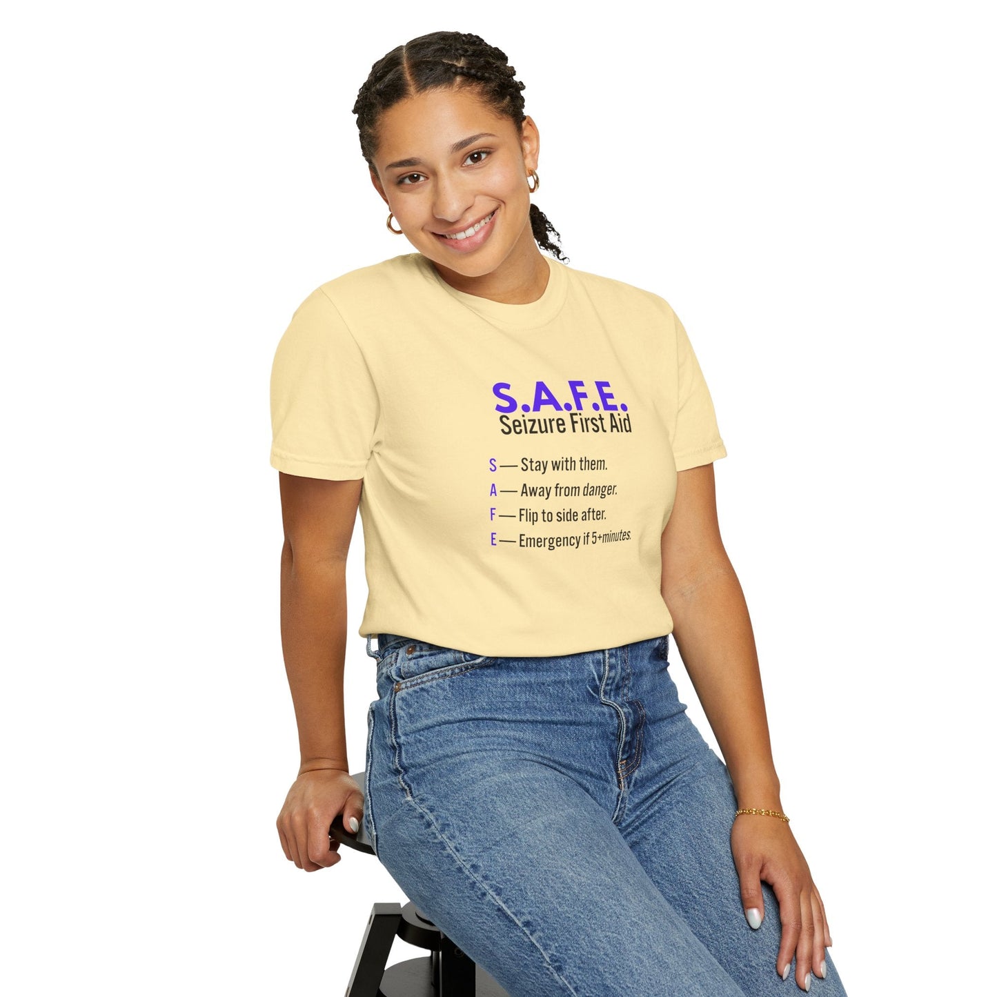 S.A.F.E. Seizure First Aid T-Shirt – Epilepsy Awareness Education Tee