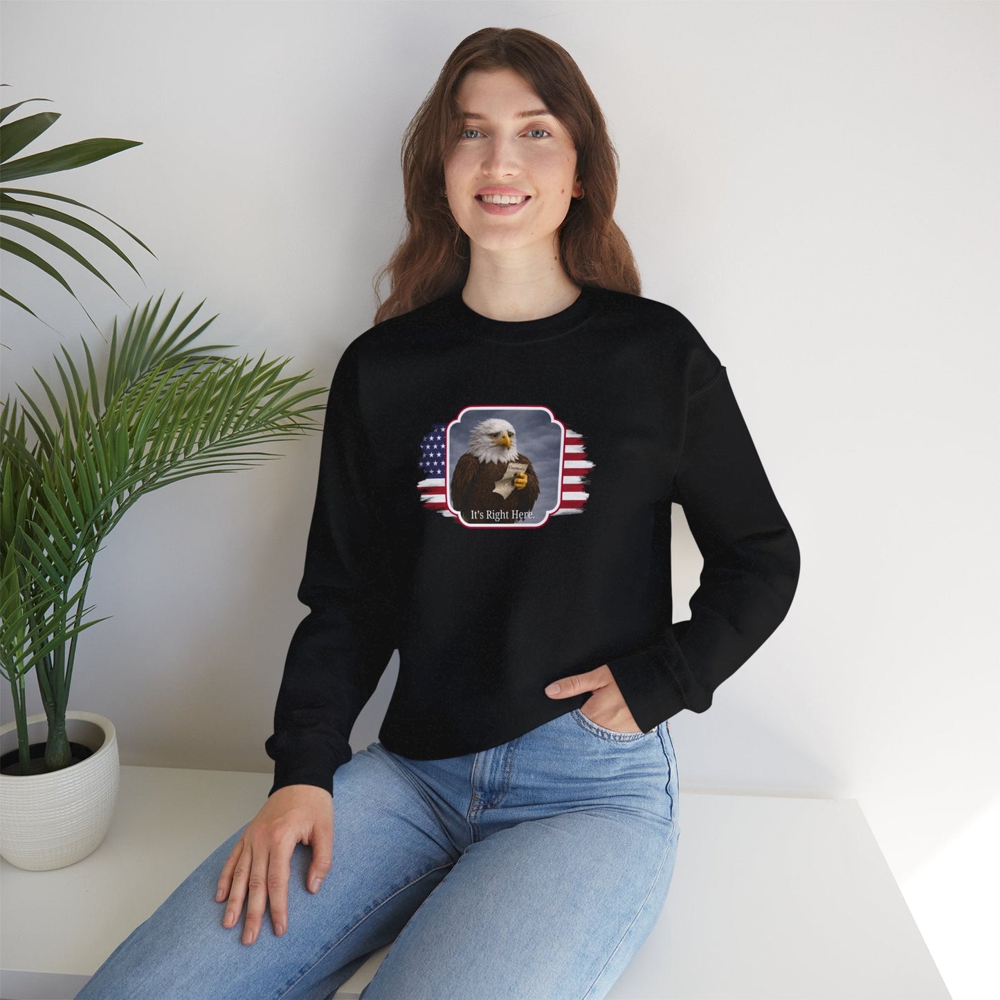 “It’s Right Here” Political Parody Crewneck Sweatshirt
