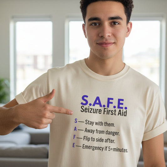 S.A.F.E. Seizure First Aid T-Shirt – Epilepsy Awareness Education Tee
