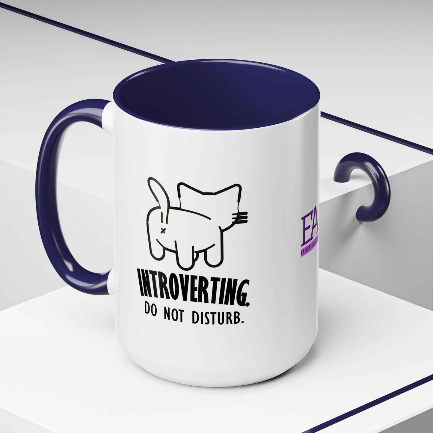 Introverting. Do Not Disturb. Two-Tone Cat Coffee Mug (11oz & 15oz)