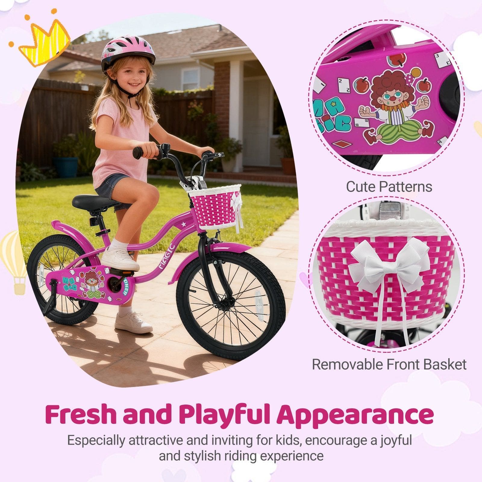 Kids Bike with Training Wheels 12-18 Inch - Magic Rose
