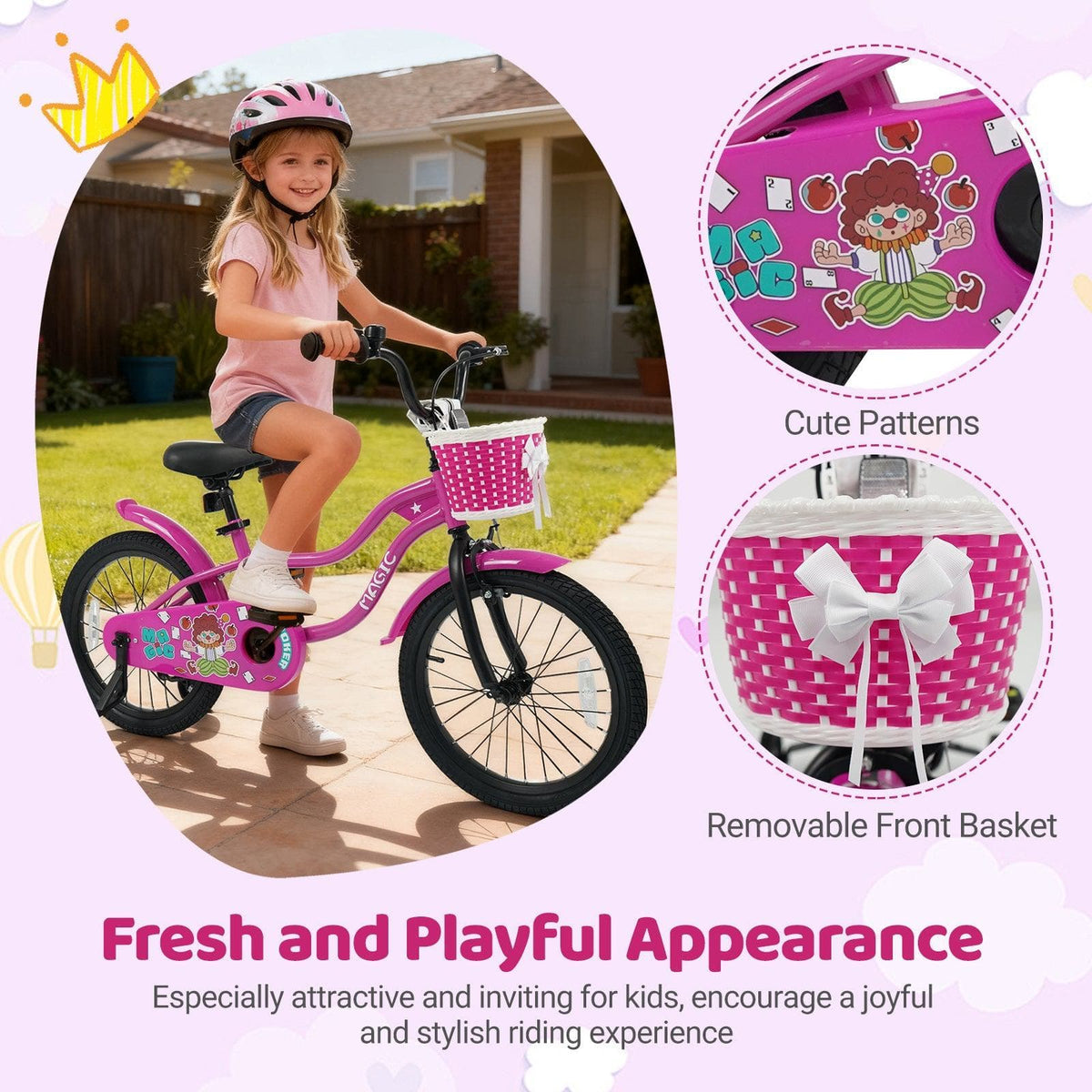 Kids Bike with Training Wheels 12-18 Inch - Magic Rose