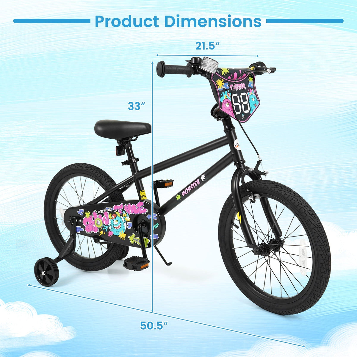 18-Inch Kids Bike with Training Wheels for Ages 4-8