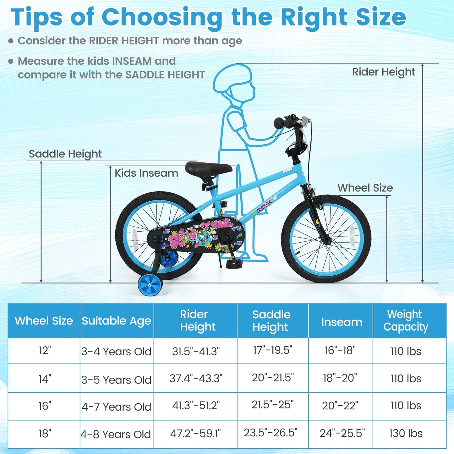 Kids Bike 16 Inch with Training Wheels Ages 4-7