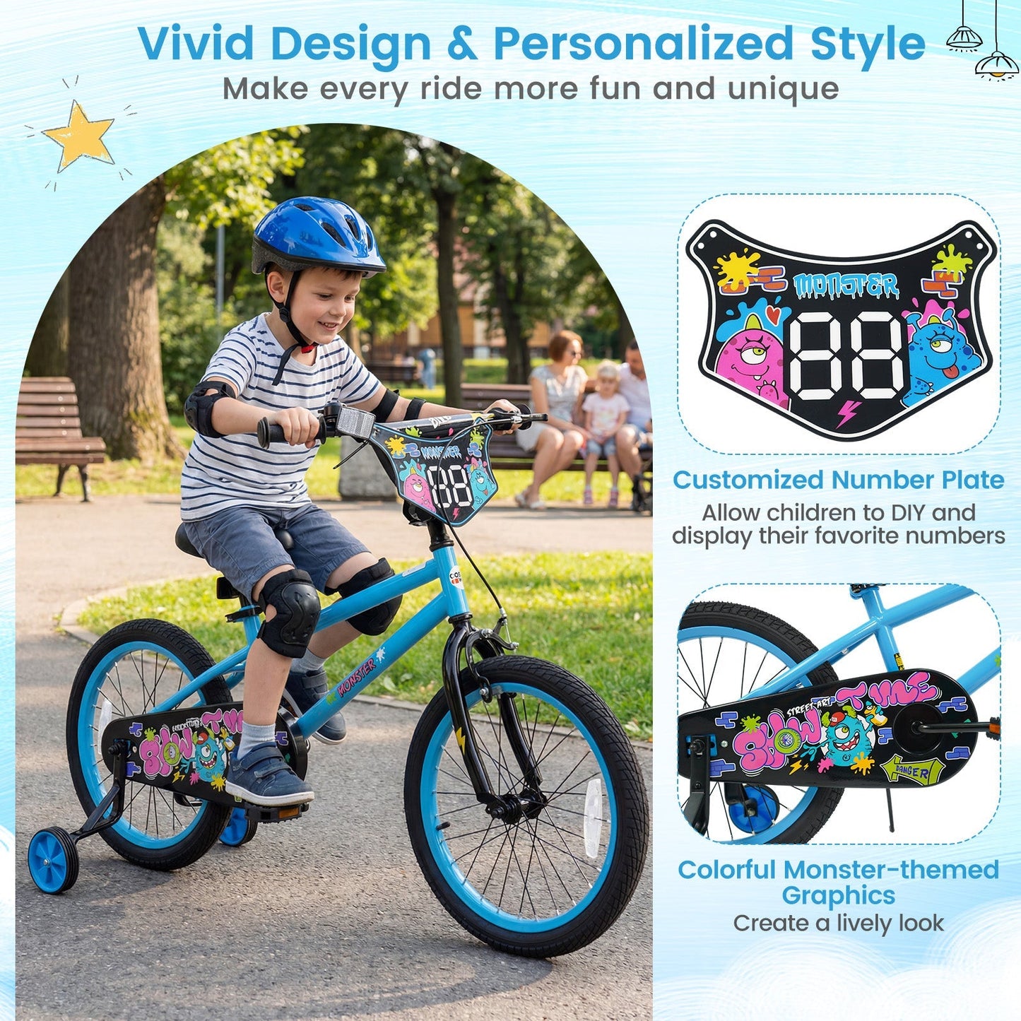 Kids Bike 16 Inch with Training Wheels Ages 4-7