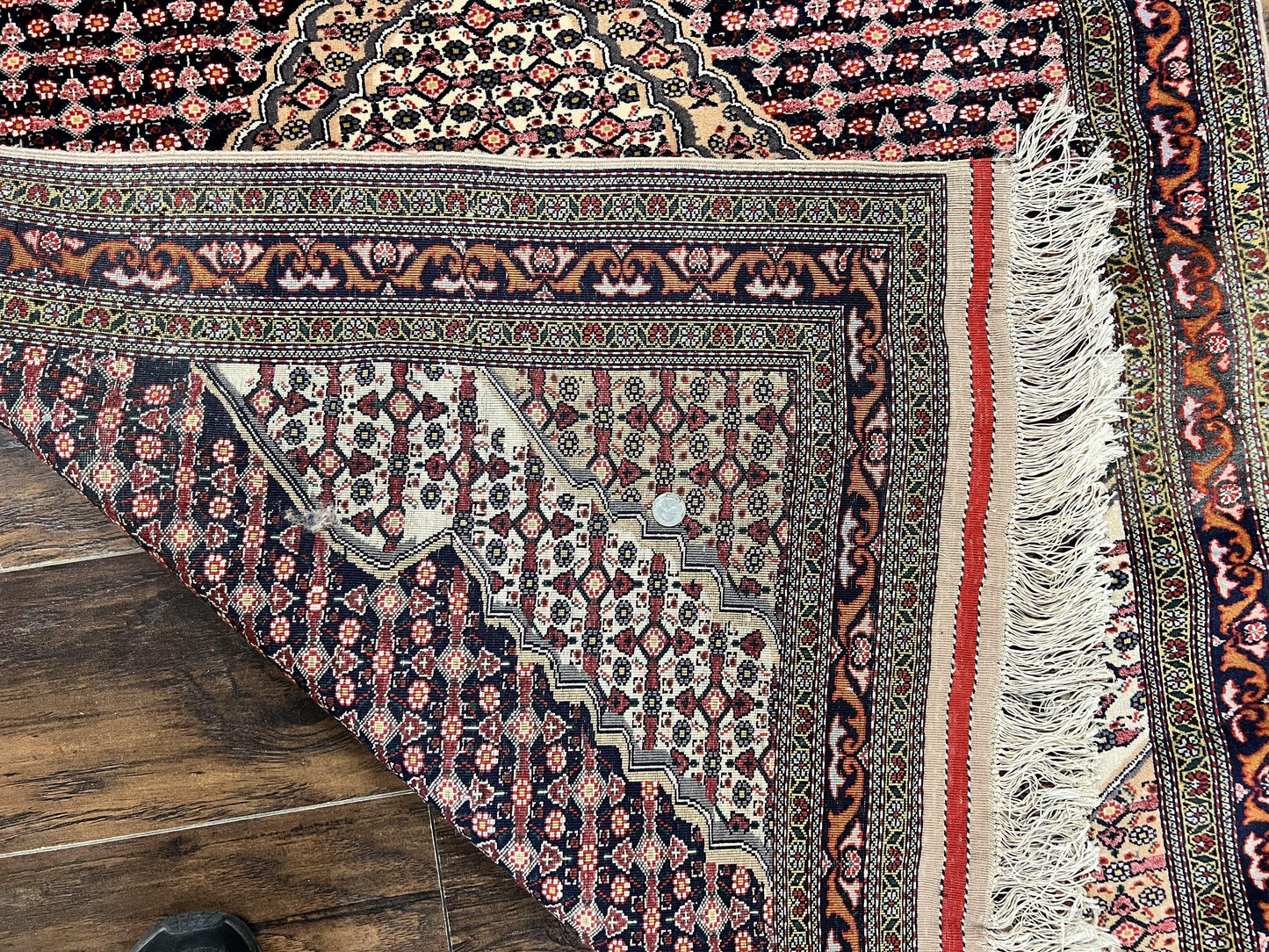 Afghan Rug 4x5, Wool with Silk Highlights, Very Fine Hand Knotted Vintage Oriental Carpet, Herati Pattern, Persian Rug, Bidjar Rug, 400 KPSI