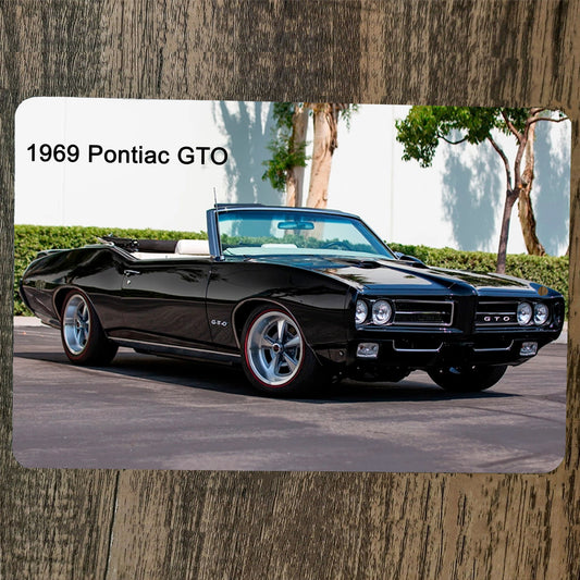 1969 Pontiac GTO Convertible Muscle Car 8x12 Metal Wall Garage Sign Poster