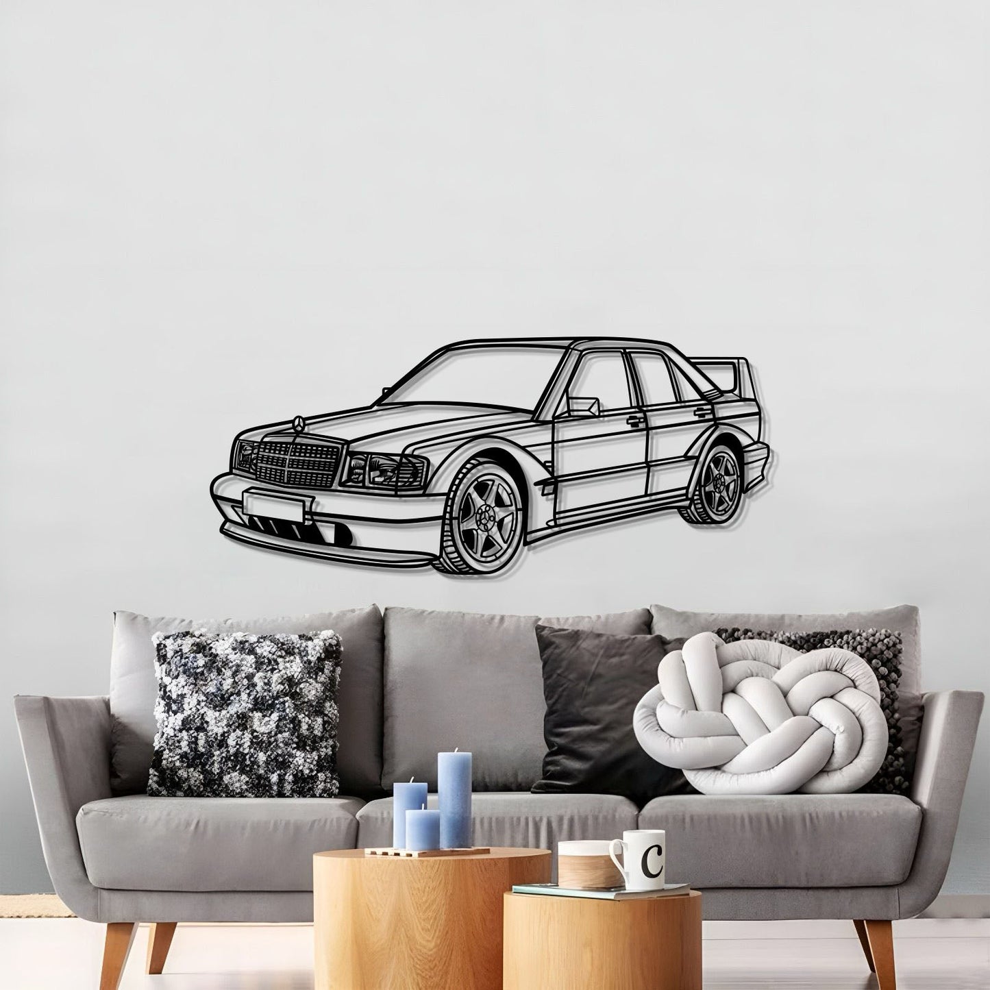 1990 190E 2.5-16 EVO II Perspective Metal Car Wall Art - MT0453