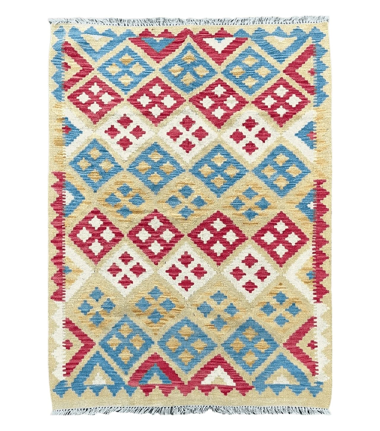 3x5 Kilim Rug Multicolor Tribal Kilim Rug 3 x 5 Tan Light Blue Red Beige New Turkish Anatolian Wool Kilim Flatweave Rug