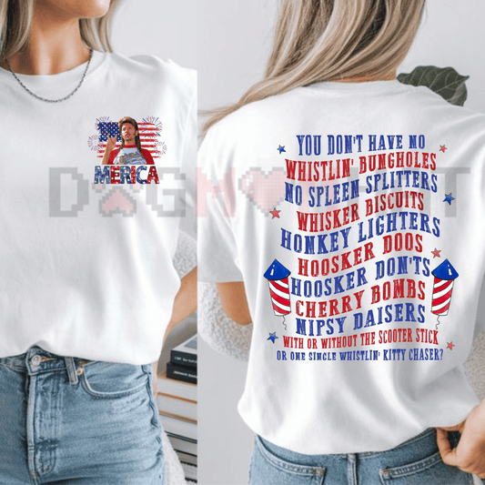 "Joe Dirt Fireworks" T-Shirt – 4th of July Patriotic Comedy Tee