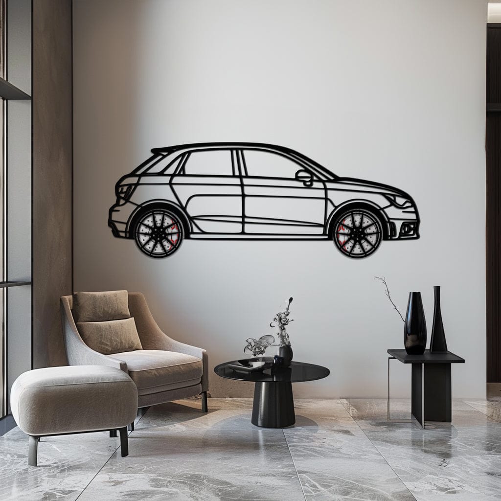 Audi A1 Metal Car Wall Art with Rotating Wheels - Handmade Car Silhouette Decor - Automotive Wall Art for Petrolheads-KAFMEKA094