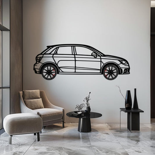 Audi A1 Metal Car Wall Art with Rotating Wheels - Handmade Car Silhouette Decor - Automotive Wall Art for Petrolheads-KAFMEKA094