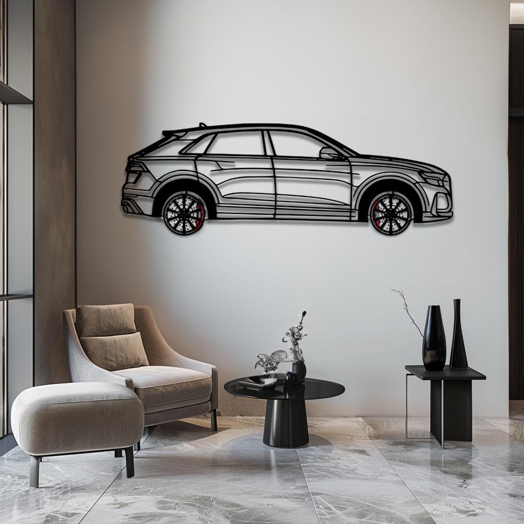 Audi Q8 Metal Car Wall Art with Rotating Wheels - Handmade Luxury SUV Silhouette Decor - Automotive Wall Art for Petrolheads - KAFMEKA095