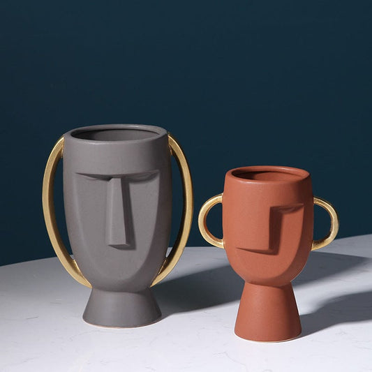 Northern Europe Limelight Resembles Facial Ceramic Vase Originality Is Contracted