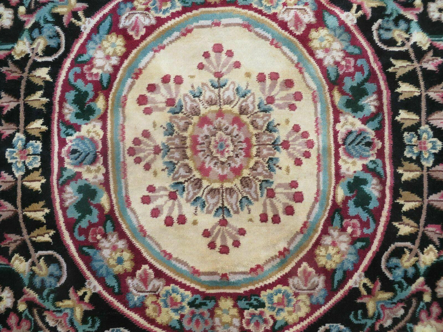9' X 12' Decorative Chinese Aubusson Hand Knotted Pile Wool Rug Black Nice