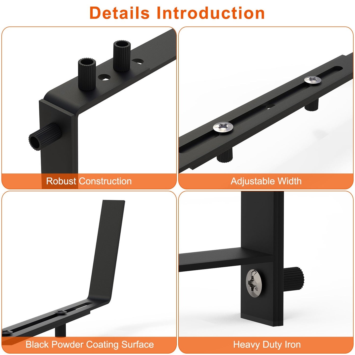 4Pcs Adjustable Planter Box Brackets Flower Box Holders Window Boxes Planters Hooks No Drill Railing Planter Mounts for Windowsills Garden Fences Balc