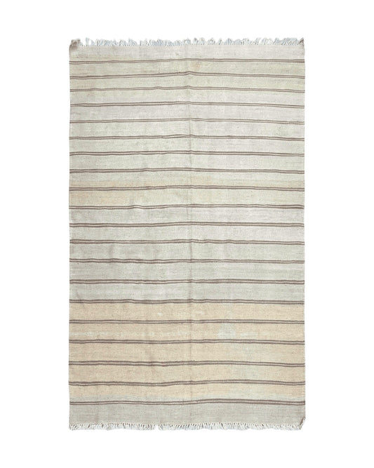 New Turkish Kilim Rug 5x8 Flatweave Carpet, Bohemian Rug, Contemporary Rug, Hand Woven, Wool Area Rug, Gray and Taupe, Striped Pattern