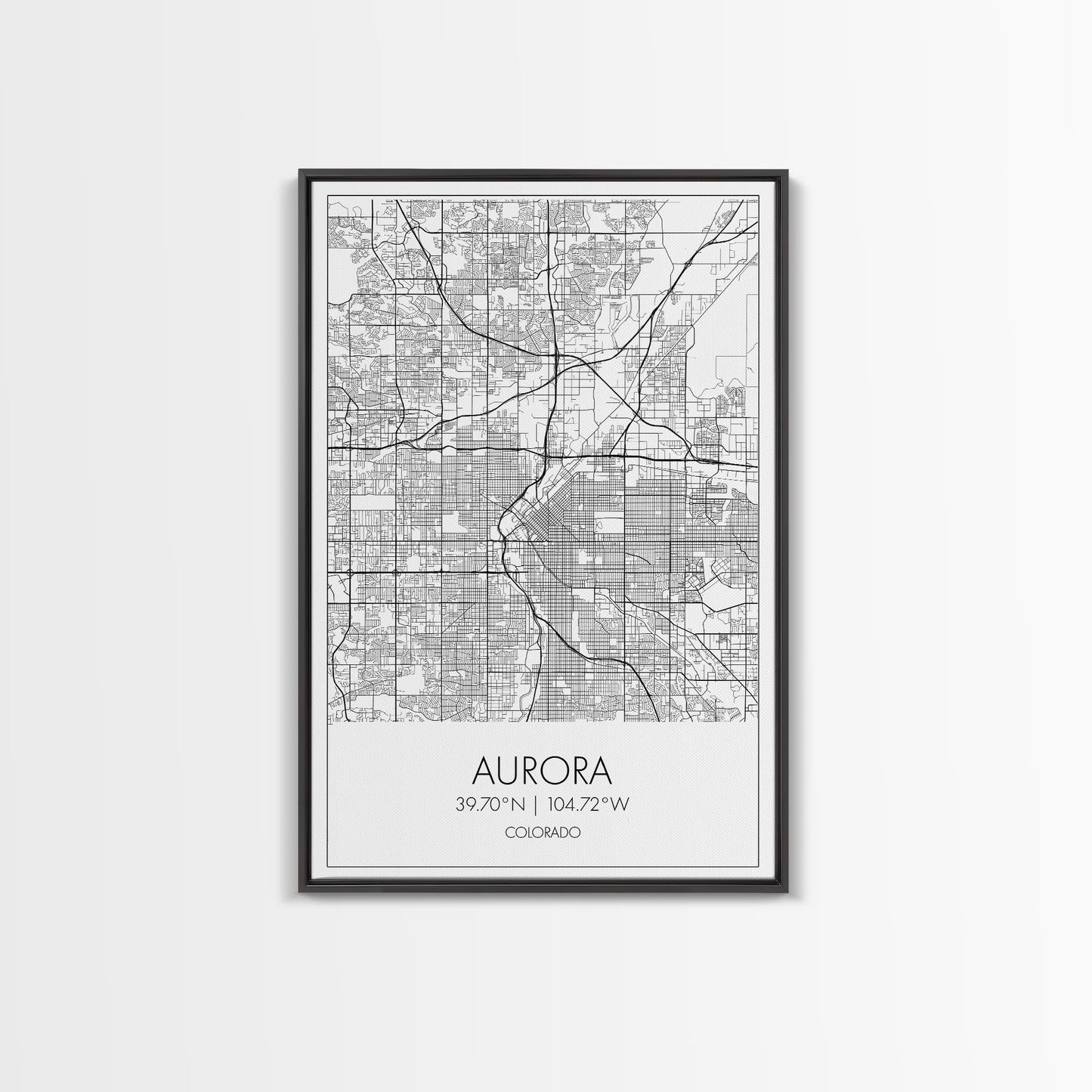 Aurora Street Map, Colorado Map, City Map Print, Travel Lover Gift, Above Bed Art, Minimalist Art, Wall Art, Canvas Print, Canvas Wall Art