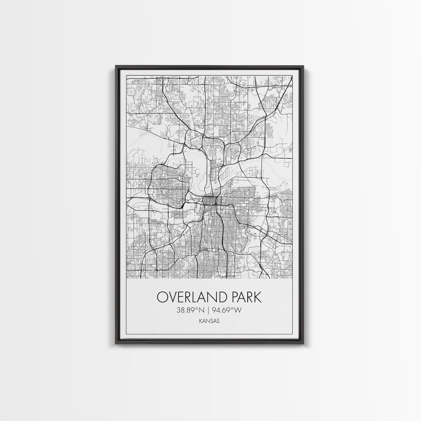 Overland Park Street Map, Kansas Map, City Map Art, Modern Art, Wall Art, Canvas Print, Gift For Her, Bedroom Wall Art, Travel Wall Décor