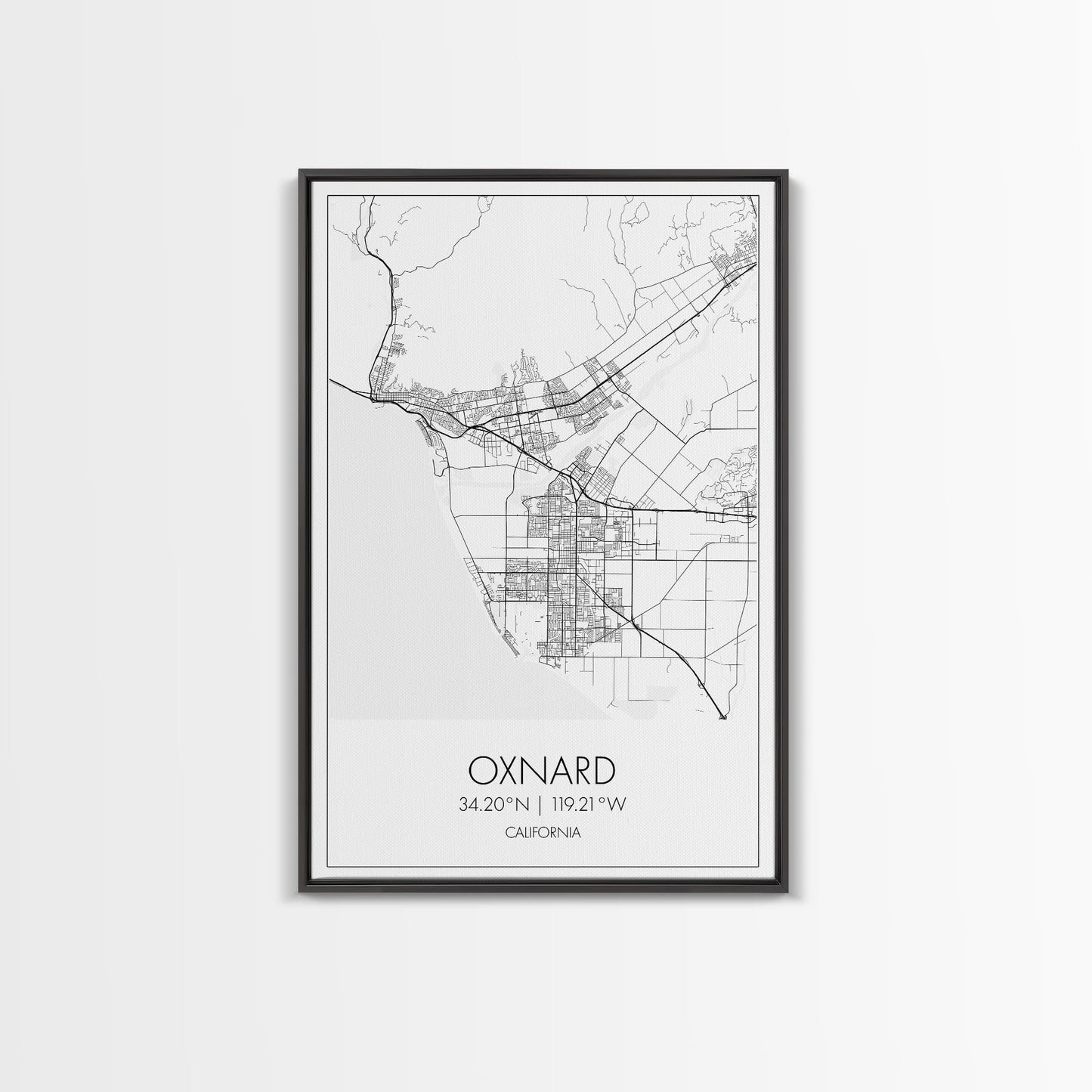 Oxnard Street Map, California Map, City Map Art, Minimalist Art, Wall Art, Canvas Print, Bedroom Print, Anniversary Gift, Travel Wall Print