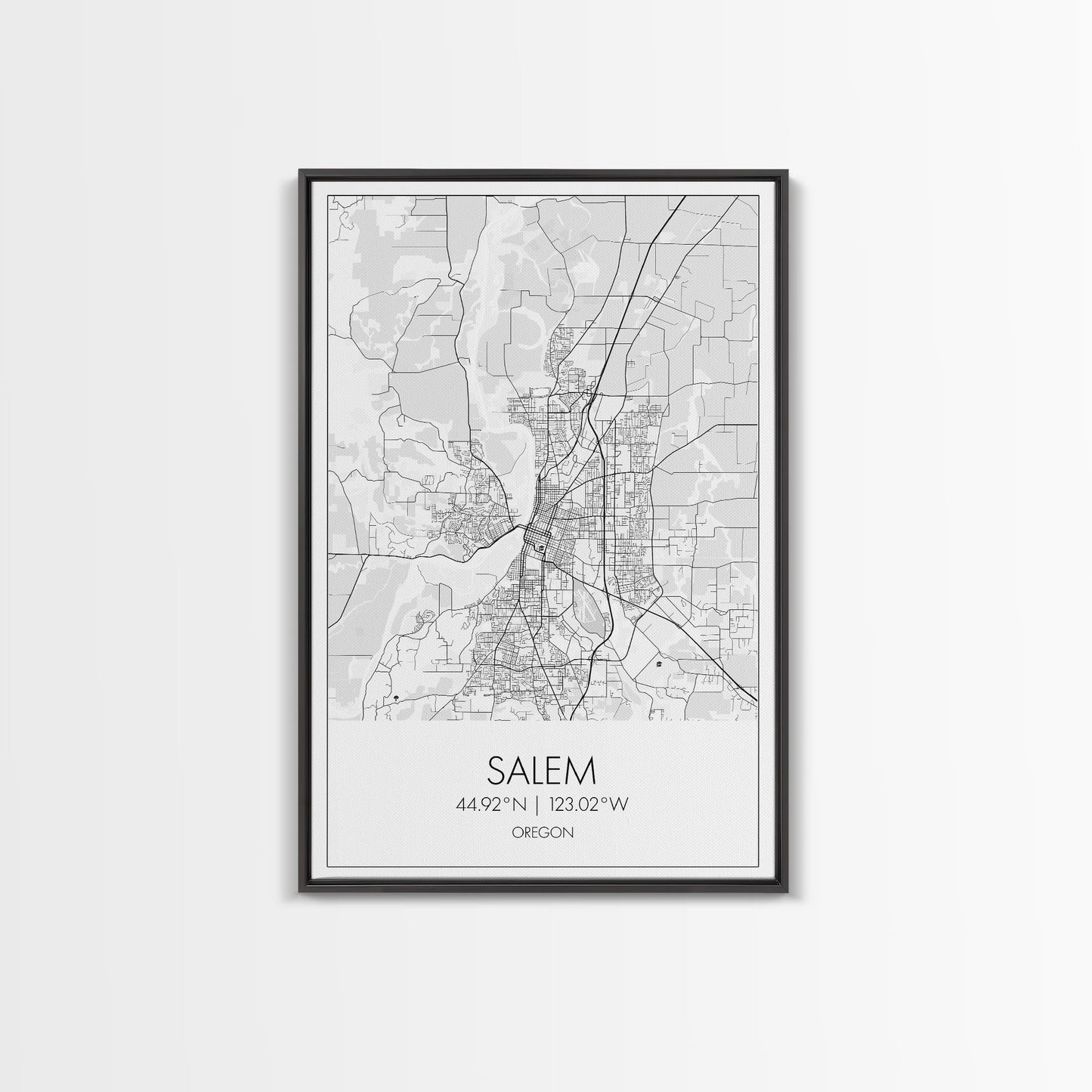 Salem Street Map, Oregon Map, City Map Art, Minimalist Art, Wall Art, Canvas Print, Dorm Room Décor, Graduation Gift, Travel Wall Print