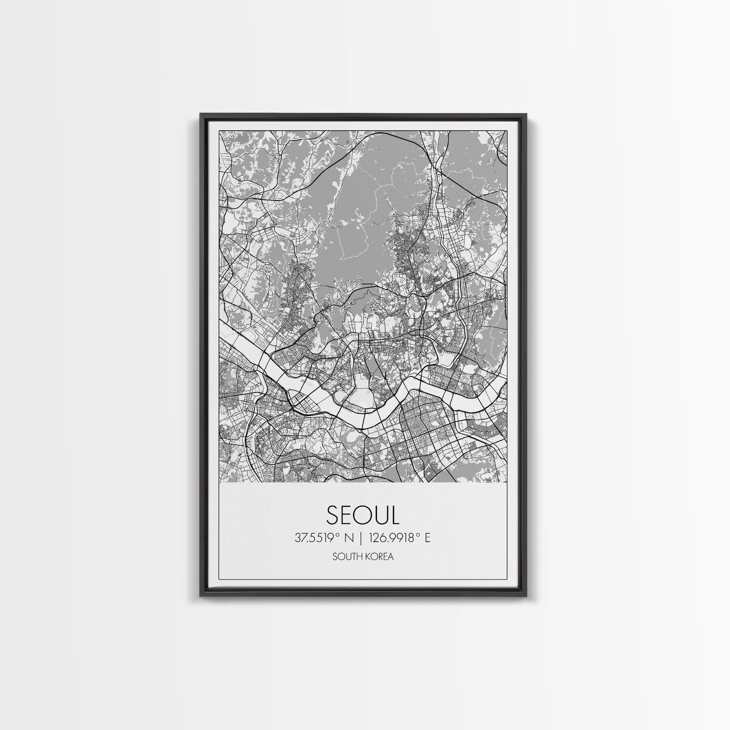 Seoul Street Map, South Korea Map, Asia City Map Print, Minimalist Art, Wall Art, Canvas Print, Travel Gift For Women, Travel Wall Décor