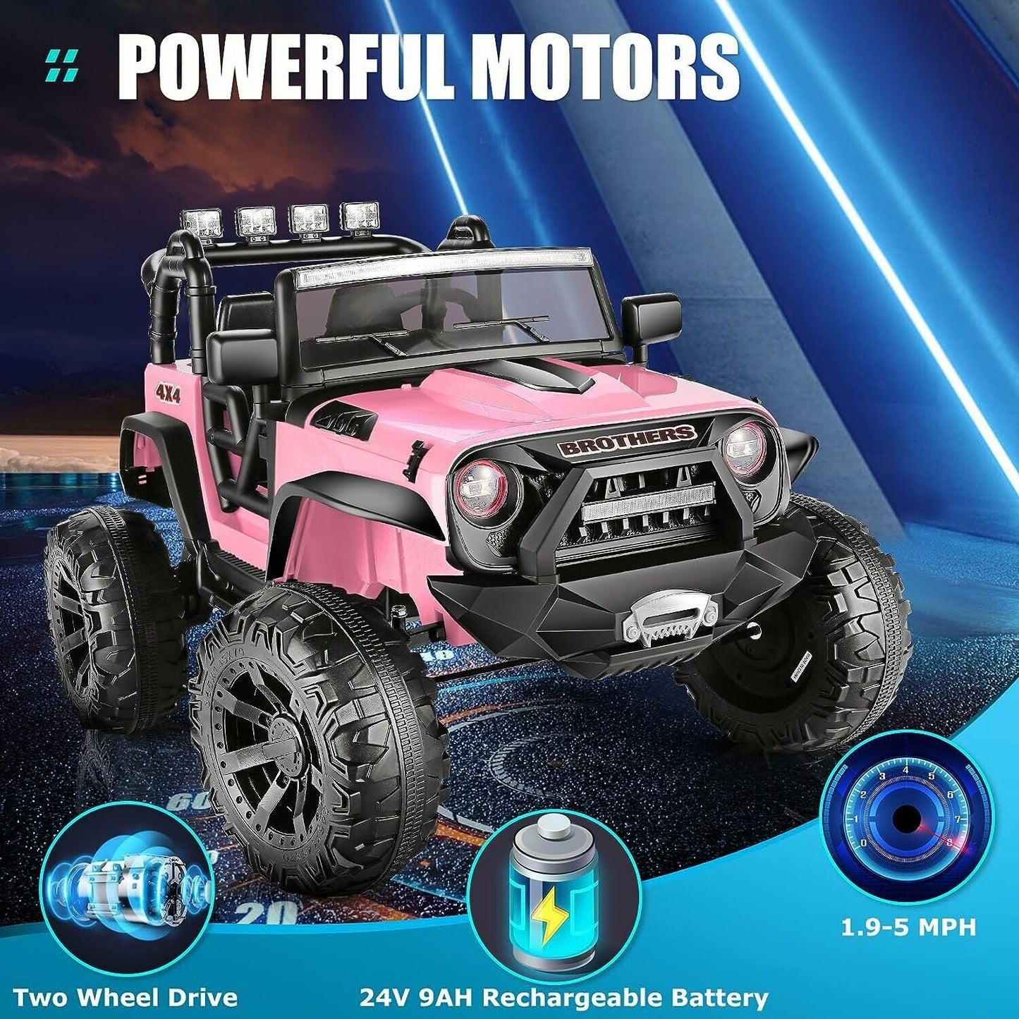 Electric 2-Seater Ride On Car for Kids with Remote Control - Pink, 24V, 2x200W