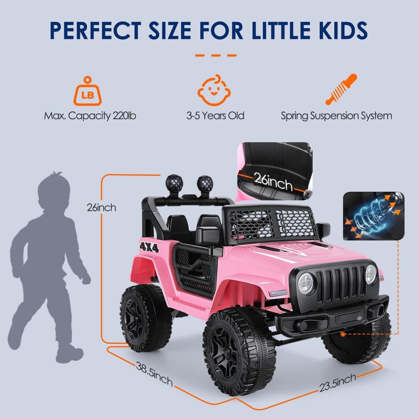 12V/24V Electric Kids Ride On Jeep with Music and Remote Control - A+ Quality
